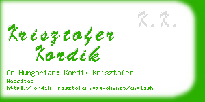 krisztofer kordik business card